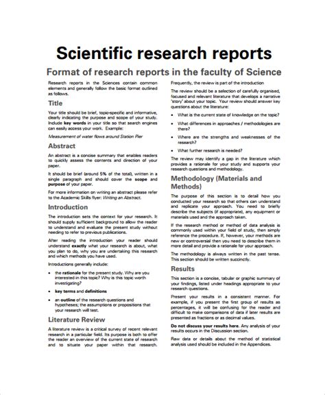 Scientific Report Writing Format Formatting Science Reports
