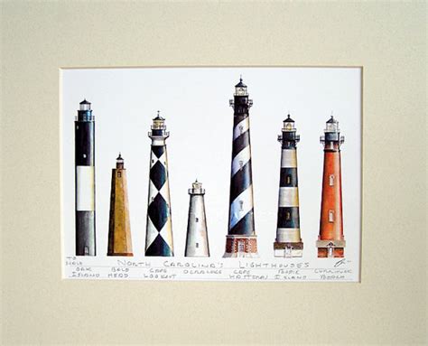 Lighthouse Lineup North Carolina Art Sign Art Lighthouse Art