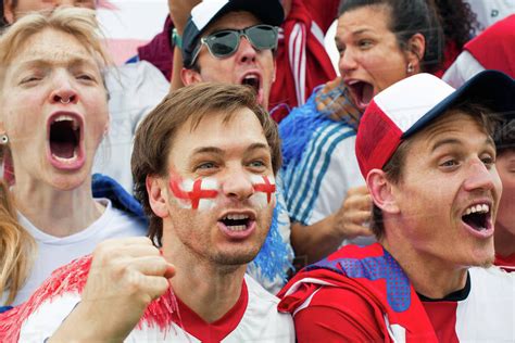 British Football Fans Shouting At Match Stock Photo Dissolve