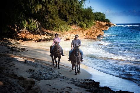Horseback Riding On Mahaulepu Beach Kauai Hawaii Br