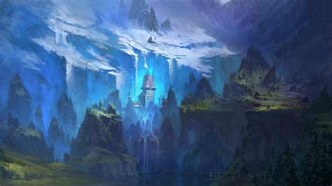 1129805 Landscape Fantasy Art Blue Ice Castle Cave Formation