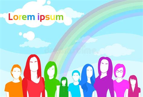 Same Sex Lesbian Female People Group Colorful Stock Vector Illustration Of Bisexual Diversity