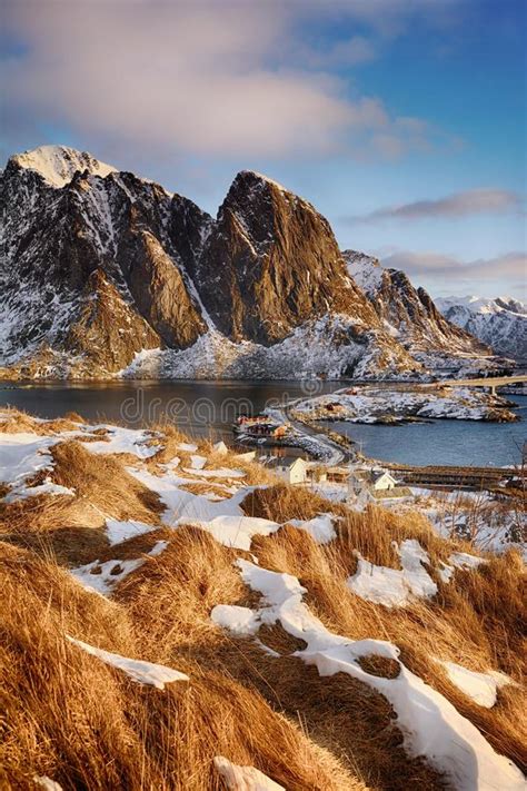 Beautiful Winter Landscape Of Picturesque Fishing Village In Lofoten