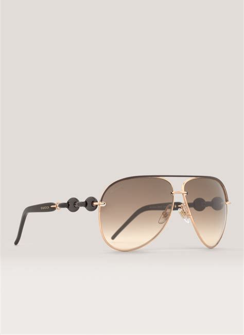 gucci aviator sunglasses in white metallic lyst