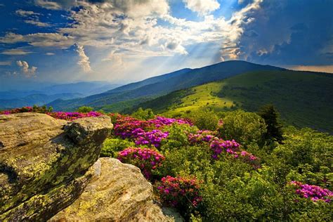 Blue Ridge Mountains Rocks Sun Bonito Valley Mountain Nice