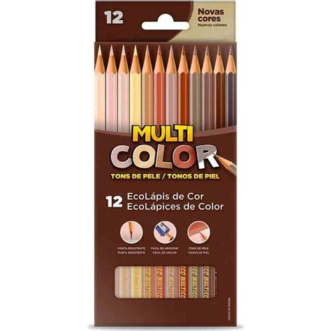Lápis de cor cores tons de pele Multicolor Livraria Barão