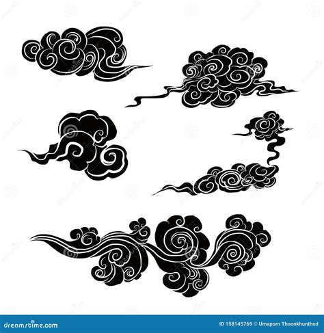 Japanese Clouds And Wave For Tattoo Designchinese Clouds Stock Vector