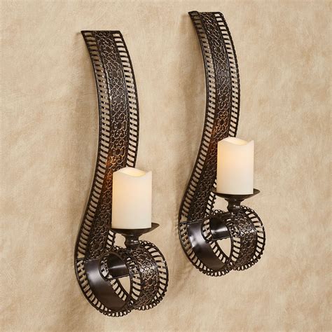 Charleston Bronze Metal Scroll Wall Sconce Pair Wall Sconces Sconces
