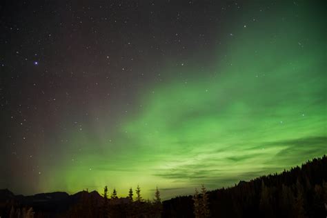 Aurora Borealis In Banff National Park Canadian Rockies Stock Photo
