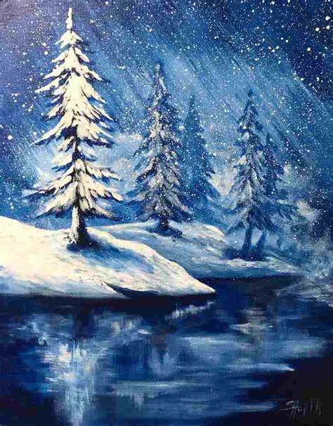 55 Easy Winter Canvas Painting Ideas For Beginners Acrylic Painting