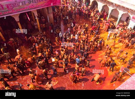 Holi Festival In India At Mathura In 2018 Stock Photo Alamy