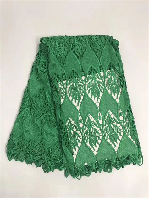 Green Guipure Lace Fabric Embroidered High Quality African Design Cord Lace Fabric Wholesale