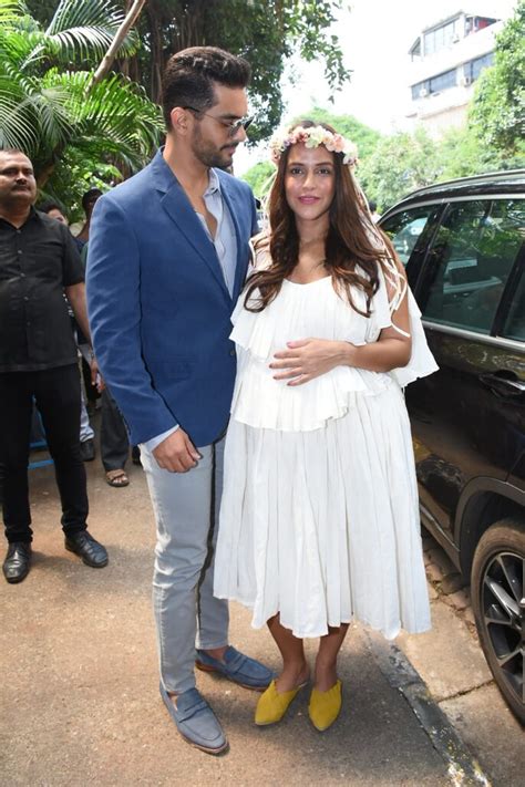 Pregnant Neha Dhupia Looks Like A Glowing Angel As She Poses With Hubby
