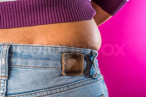 Woman With Jeans Shows Her Belly Stock Image Colourbox