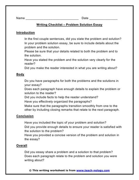 Problems And Solution Essay Topics