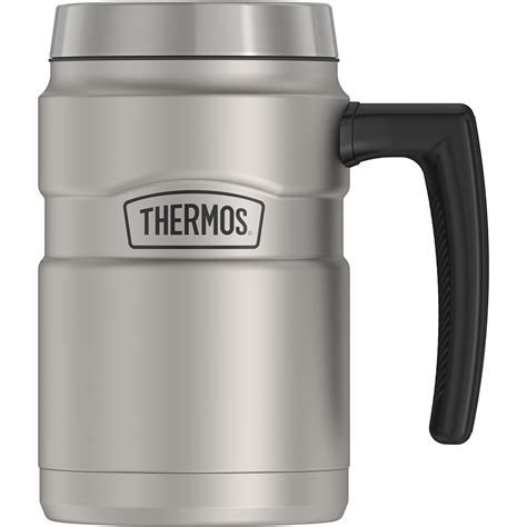 thermos 16oz stainless king coffee mug matte stainless steel [sk1600msw4] white bear boat works