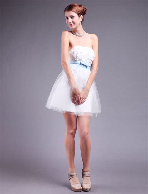 Cute Ivory Tulle Strapless Mini Prom Dress Milanoo Com