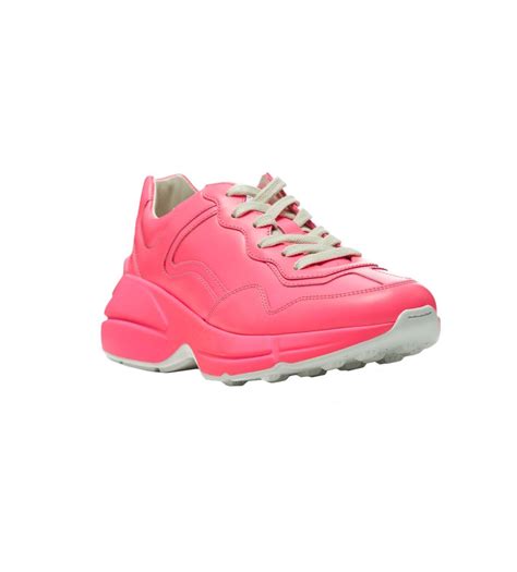 Gucci Rhyton Fluorescent Leather Sneaker In Pink Lyst