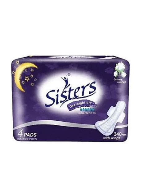 Sisters Sanitary Napkin Perforated Cottony Overnight With Wings 4s