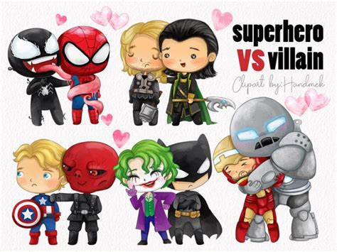 Superhero Vs Villains Clip Art Set 2 Instant Download Png File Etsy