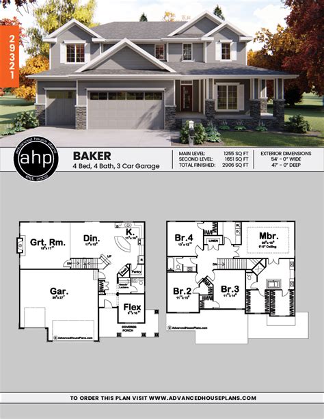 2 Story Traditional House Plan House Blueprints Craftsman House