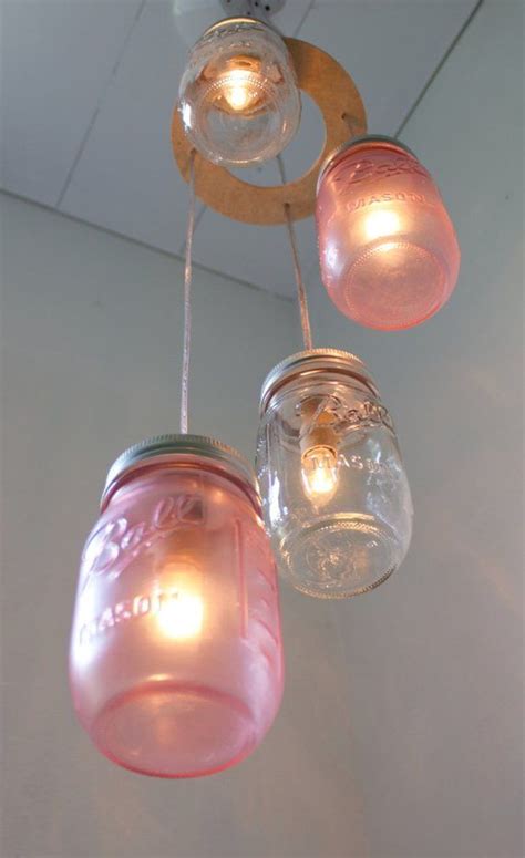 Cotton Candy Mason Jar Chandelier Upcycled Hanging Lighting Etsy
