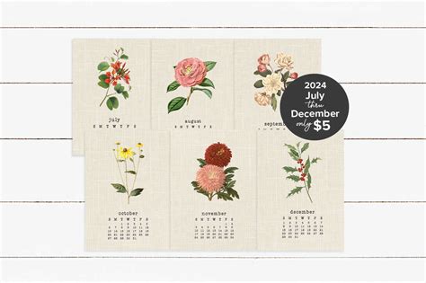 Printable Botanical Calendar 2024 Live Laugh Rowe