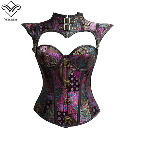 Wechery Women Steampunk Corset Sexy Vintage Gothic Corselet Lace Up