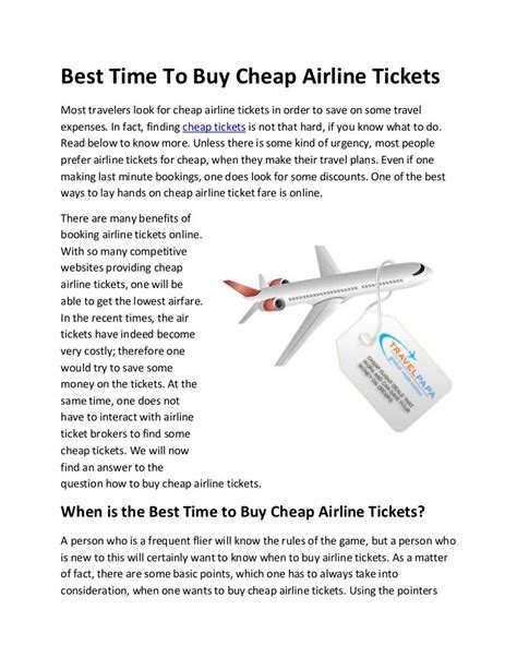 Best Time To Buy Cheap Airline Tickets