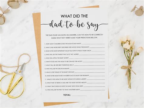 What Did The Dad Say Baby Shower Game Rustic Kraft Etsy