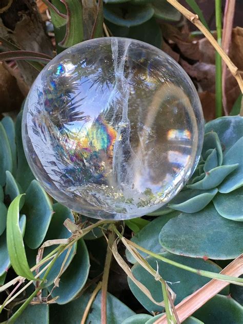 Clear Quartz Crystal Sphere With Rainbow Prisms 25 Inch 64mm A