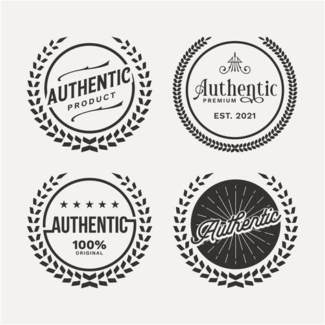 Authentic Logo Badge Set Bundle Retro Insignias Vintage Or Logotypes