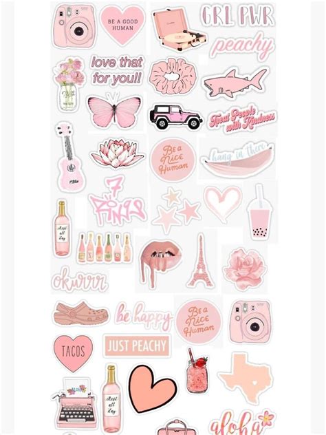 Peachy Pink Aesthetic Laptop Sticker Pack Sticker For Sale By Rojx Redbubble
