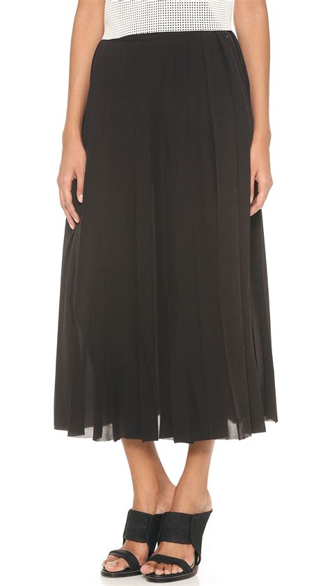 Lyst Blk Dnm Silk Pleated Skirt In Black