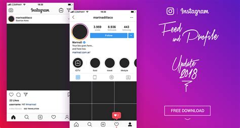 Free Instagram Psd Feed And Profile Complete Ui 2018 Marinad
