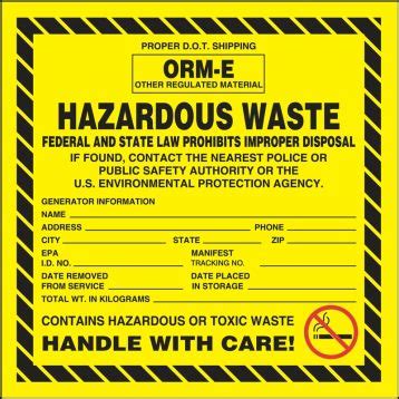 Hazardous Waste ORM E Hazardous Waste Label MHZW06