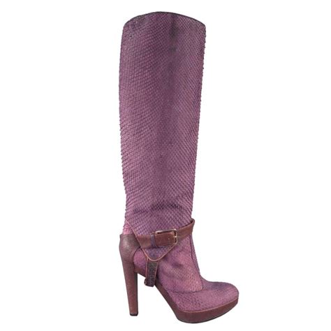 Christian Dior Size 65 Purple Python Knee High Harness Boots At 1stdibs