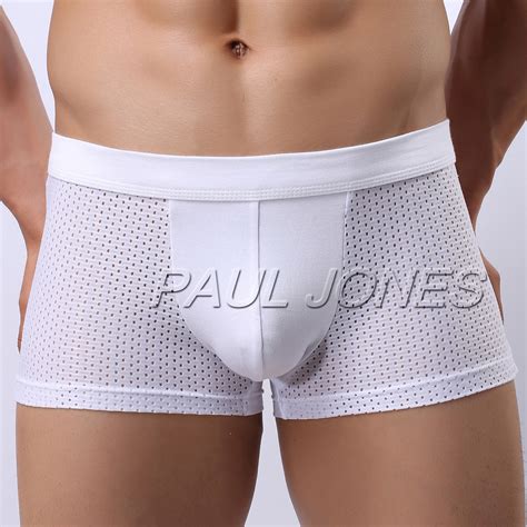 Hot Breathable Men Mesh Holes Boxer Briefs Bulge Pouch Underwear Shorts Pants EBay