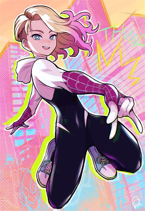 spider-gwen and gwen stacy (marvel and 3 more) drawn by sushi_pizza_rrr