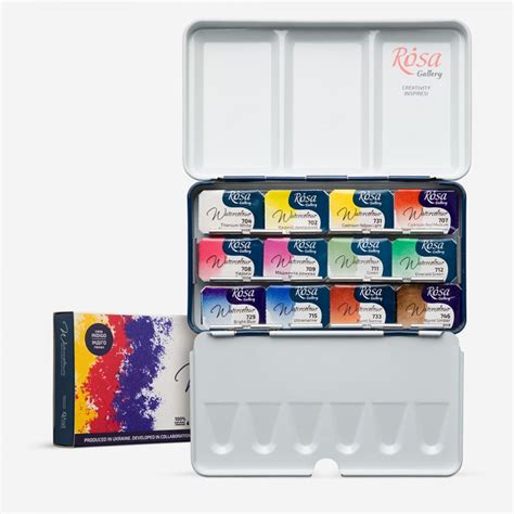 Rosa Watercolour Paint Full Pans Monopigmented Set Of 12 Indigo