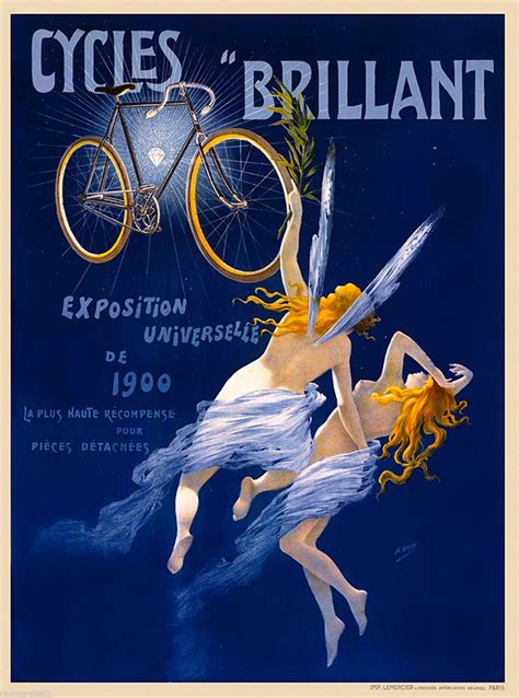 Cycles Brillant Vintage French Nouveau Bicycle Poster Print Art