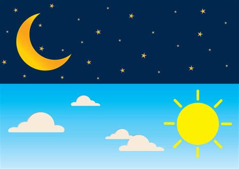 Day and night meet and at first are uneasy about each other. Night And Day Illustrations, Royalty-Free Vector Graphics ...