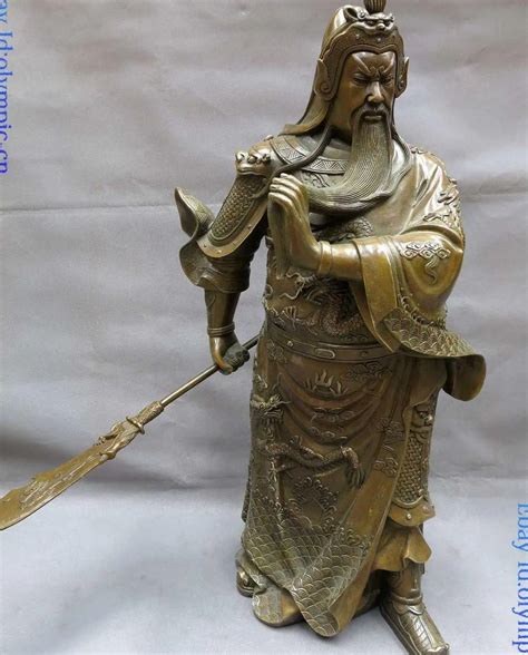 24 China Brass Copper Carved Dragon Guan Yu Sculpture Loyal Guan Gong