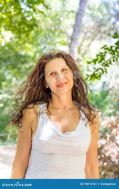 Busty Classy Mature Woman Smiling Stock Image Image Of Copy Woman