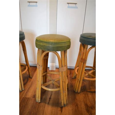 We've all dreamed about hosting that perfect garden party our selection of classic rattan bars with outdoor bar stools makes this all come true. 1940s Vintage Rattan Bar Stools - Set of 3 | Chairish