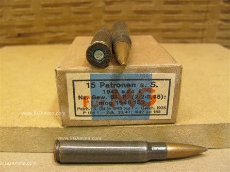 15 Round Box 8mm Mauser Patronen Ss Ball Steel Case Wwii Vintage