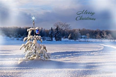 Christmas In A Snow Laden Field Greeting Card By Kathy Weaver Snow