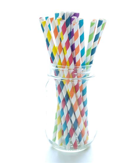 Rainbow Color Stripe Straws Big Straws Tall Drinking Straws