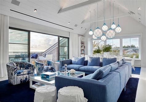 Beautiful Modern Beach House Blue Living Room Decor Coastal Living