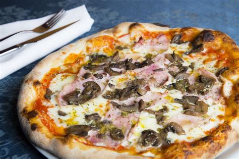 Mushroom Pizza Neapolitan Pizza With Tomato Sauce Cheese Ham And